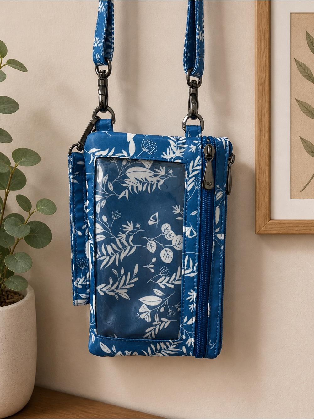 Lug Peekaboo Flourish Blue Crossbody / Wristlet